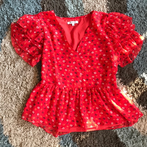 madewell tiered sleeve peplum top